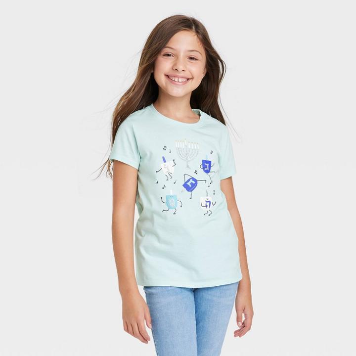 Girls' Printed Short Sleeve Graphic T-shirt - Cat & Jack Mint Green