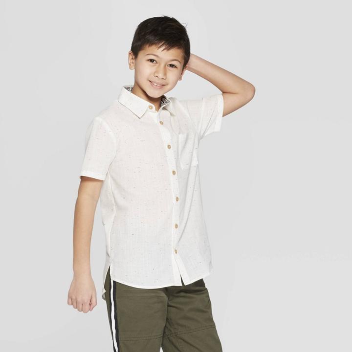 Boys' Short Sleeve Woven Shirt - Art Class Cream