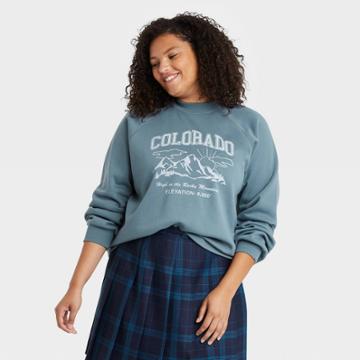 Zoe+liv Women's Plus Size Colorado Graphic Sweatshirt - Blue