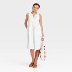 Women's Sleeveless Linen Tie-front Dress - Universal Thread White