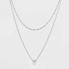 Silver Plated Cubic Zirconia And Faux Opal Pendant Necklace - A New Day