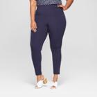 Women's Plus Size Comfort Waistband Pull-on Ponte Pants - Ava & Viv Navy (blue) X