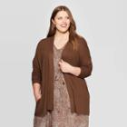 Women's Plus Size Open Layering Coat - A New Day Brown