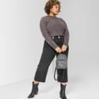 Women's Plus Size Fuzzy Crop Mock Neck Sweater - Wild Fable Gray