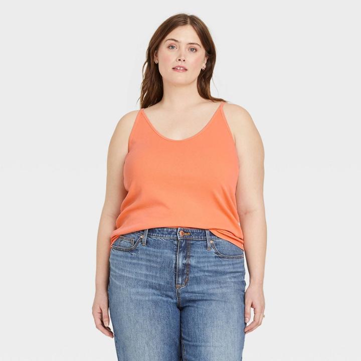 Women's Plus Size Slim Fit Camisole - Universal Thread Coral Orange