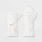 Women's Knit Flip Top Mitten - A New Day Cream One Size, Ivory
