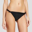 Vanilla Beach Women's Knotted Cheeky Bikini Bottom - Black