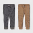 Toddler Boys' Straight Fit 2pk Pull-on Pants - Cat & Jack Brown/gray