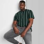 Men's Tall Regular Fit Striped Short Sleeve Crewneck T-shirt - Original Use Green