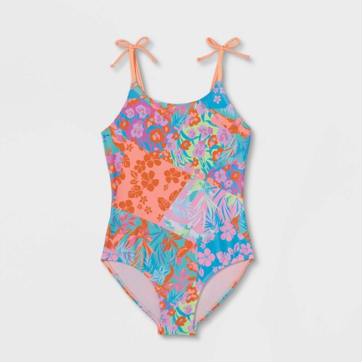 Girls' Floral Print One Piece Swimsuit - Cat & Jack