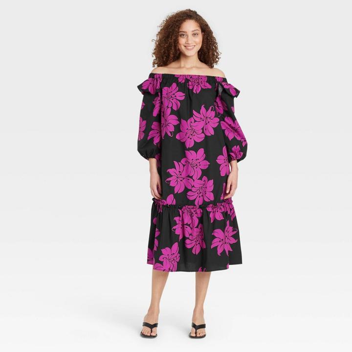Women's Balloon Long Sleeve Dress - Who What Wear Purple