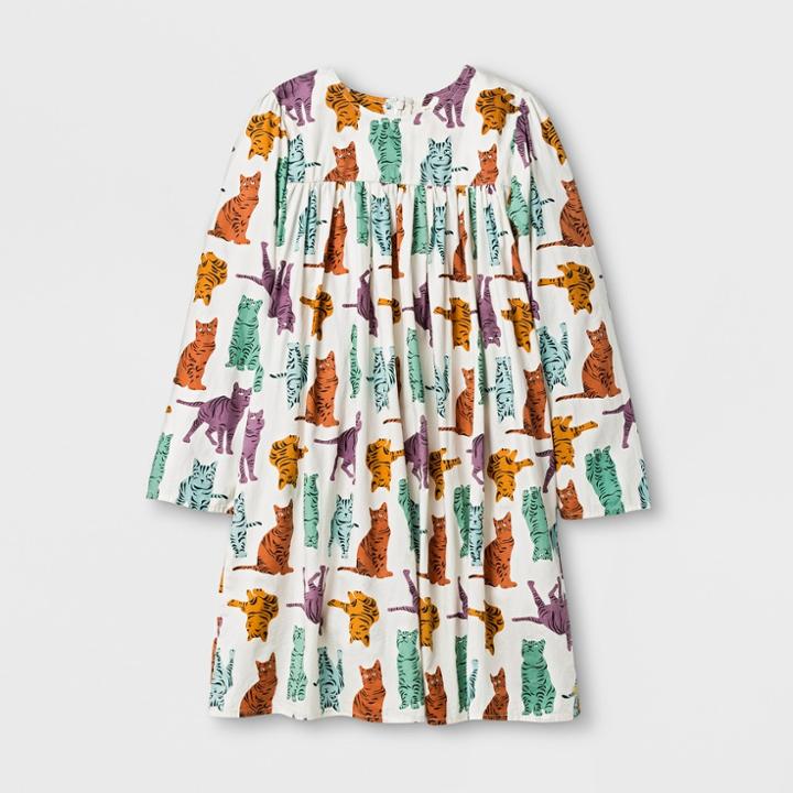 Happy By Pink Chicken Girls' Zebra Kitty Woven A Line Dress - 7,
