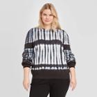 Women's Plus Size Striped Crewneck Sweatshirt - Who What Wear Black 1x, Women's,
