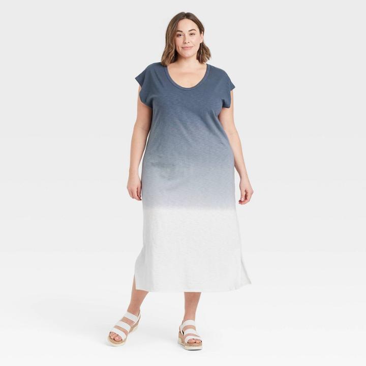 Women's Plus Size Tie-dye Sleeveless Knit Dress - Universal Thread Navy