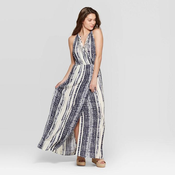 Women's Sleeveless V-neck Wrap Maxi Dress - Knox Rose Blue
