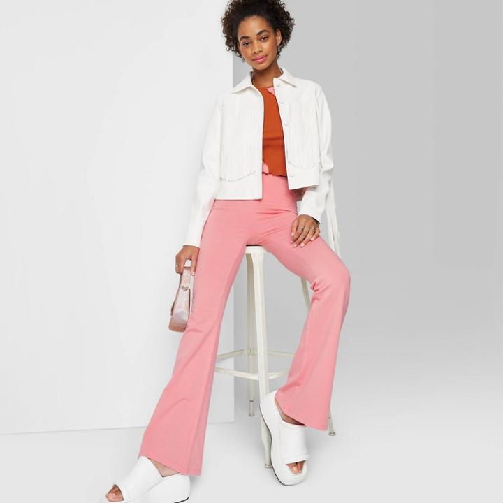 Women's High-waisted Flare Leggings - Wild Fable Salmon Pink Xxs