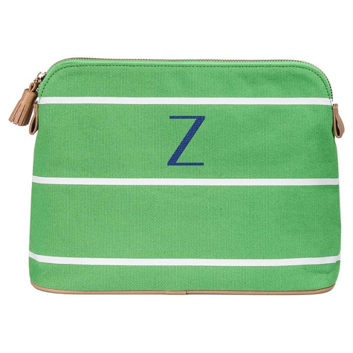 Cathy's Concepts Personalized Green Striped Cosmetic Bag - Z