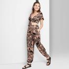 Women's Balloon Leg Pull-on Pants - Wild Fable Clay Floral