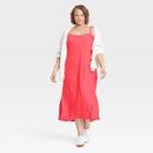 Women's Plus Size Apron Slip Dress - A New Day Pink