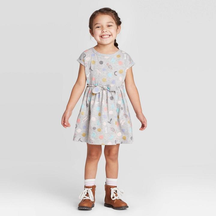 Toddler Girls' Dr. Seuss Print Dress - Light Gray