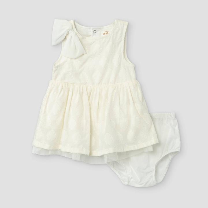 Baby Girls' Sleeveless Clipspot Dress - Cat & Jack Cream Newborn, Ivory