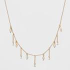 Delicate Drop With Simulated Pearl And Stone Fringe Necklace - A New Day,