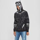 Men's Marvel Black Panther Zip-up Long Sleeve Hooded Sweatshirt - Black