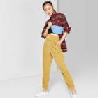 Women's High-rise Belted Corduroy Paperbag Pants - Wild Fable Mustard 14, Women's, Yellow