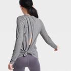 Women's Long Sleeve Open Back T-shirt - All In Motion Dark Gray