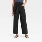 Women's High-rise Wide Leg Paperbag Pants - A New Day Black