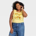 Women's The Flintstones Plus Size Cropped Graphic Tank Top - Yellow