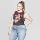 Women's Rolling Stones Plus Size Scoop Neck Cropped Tank Top - Bravado (juniors') - Black