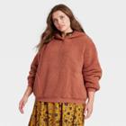 Women's Plus Size Sherpa Hooded Sweatshirt - Universal Thread Brown