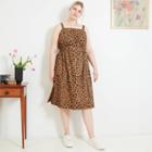 Women's Plus Size Animal Print Tank Maxi Dress With Belt - Ava & Viv Brown