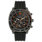 Caravelle New York By Bulova Men's Chronograph Gunmetal Ip Case Black Silicone Strap Watch