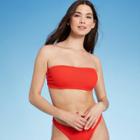 Women's Pucker Textured Bandeau Bikini Top - Shade & Shore Orange