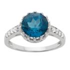 2 Tcw Tiara Round-cut Swiss Blue Topaz Crown Ring In Sterling
