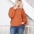 Women's Plus Size Crewneck Cable Knit Pullover Sweater - Universal Thread Rust