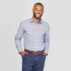 Men's Plaid Standard Fit Long Sleeve Non Iron Dress Shirt - Goodfellow & Co Amparo Blue