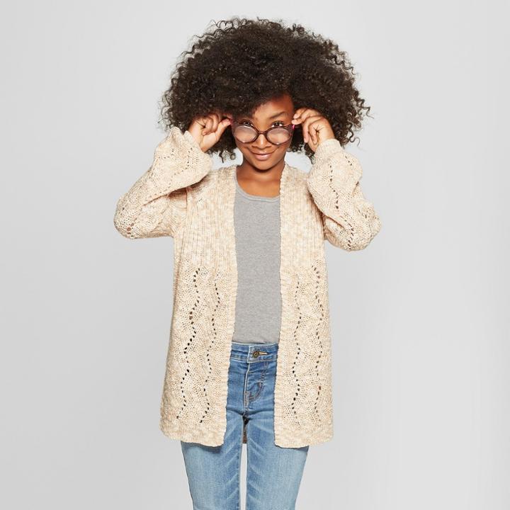 Girls' Open Cardigan - Cat & Jack Cream