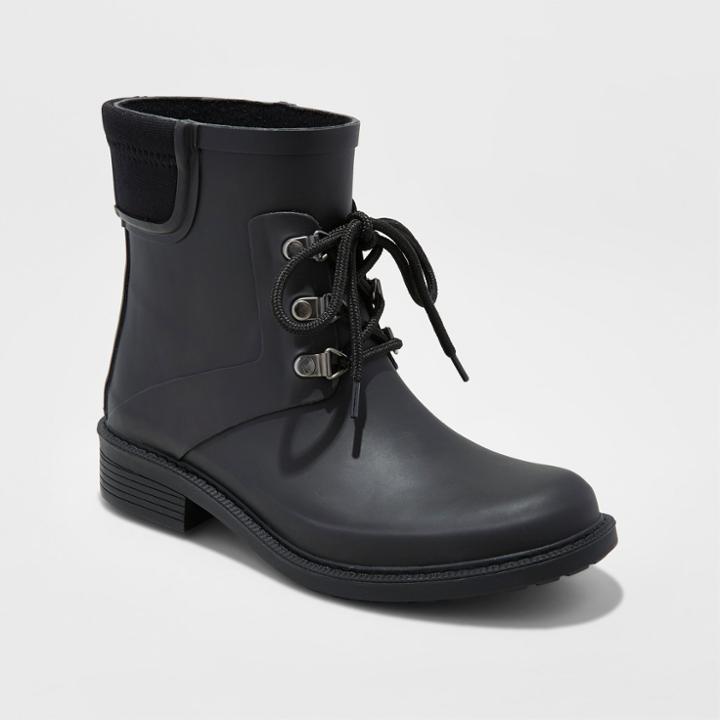 Women's Briley Rain Booties - Merona Black