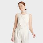 Women's Drape Front Bodysuit - A New Day Cream