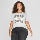 Women's Plus Size Short Sleeve Wrap Queen Graphic T-shirt - Zoe+liv (juniors') Gray