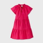 Women's Short Sleeve Poplin Babydoll Dress - A New Day Pink