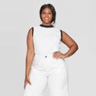 Women's Plus Size Sleeveless High Neck Ribbed Muscle T-shirt - Who What Wear White 4x, Bright White