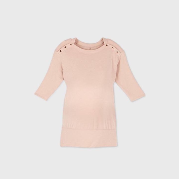 Maternity Snap Shoulder Scoop Neck Sweatshirt - Isabel Maternity By Ingrid & Isabel Pink