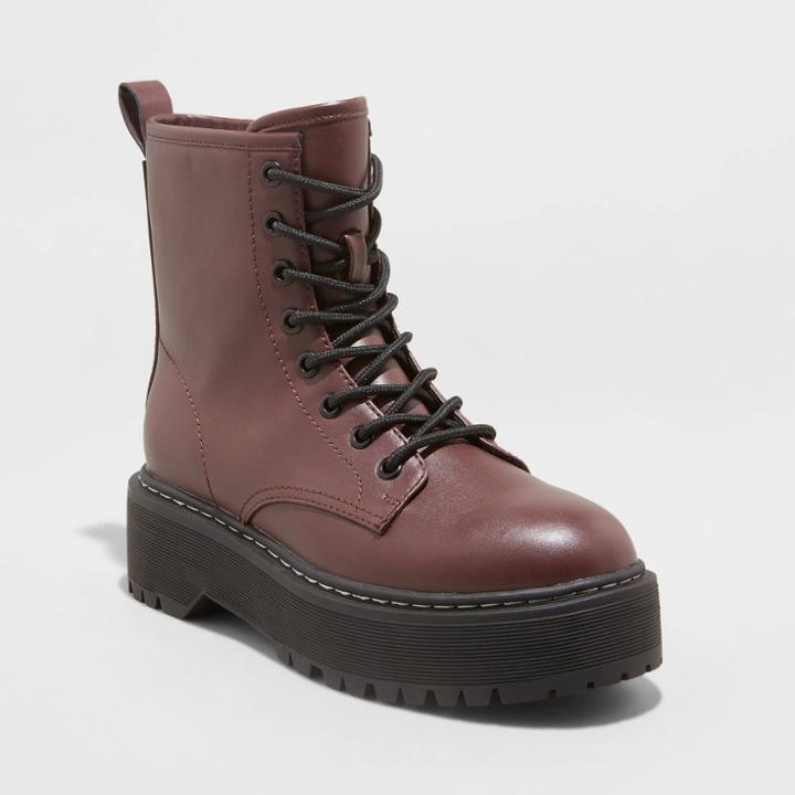 Women's Erin Lace-up Combat Boots - Universal Thread Burgundy