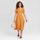 Women's Short Sleeve Dress - A New Day Orange
