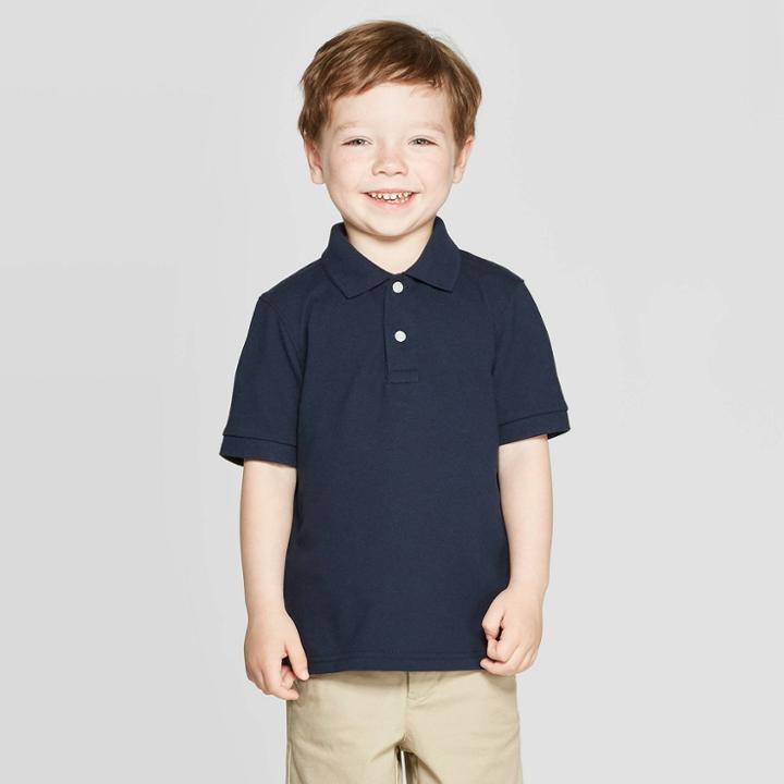Toddler Boys' Short Sleeve Pique Uniform Polo Shirt - Cat & Jack Navy (blue)