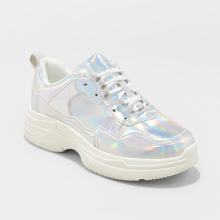 Women's Maybelle Wide Width Bulky Sneakers - Wild Fable Silver 5w,